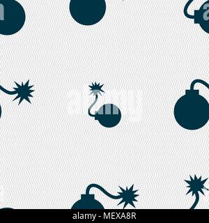 bomb icon sign. Seamless pattern with geometric texture. Vector illustration Stock Vector