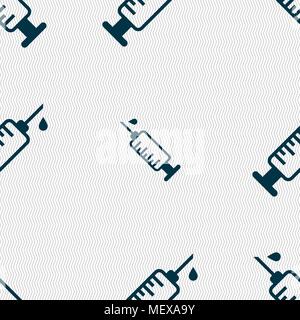 syringe icon sign. Seamless pattern with geometric texture. Vector illustration Stock Vector