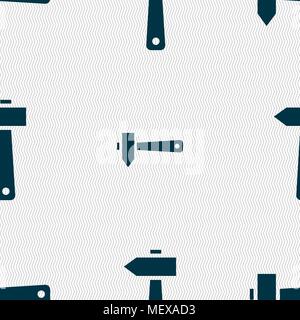 hammer icon sign. Seamless pattern with geometric texture. Vector illustration Stock Vector