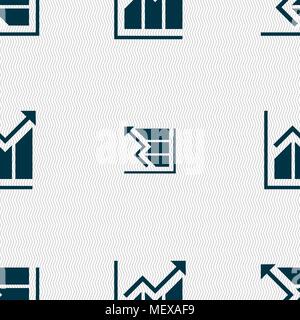 Growing bar chart icon sign. Seamless pattern with geometric texture. Vector illustration Stock Vector