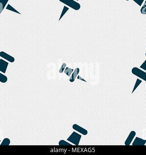 push pin icon sign. Seamless pattern with geometric texture. Vector illustration Stock Vector