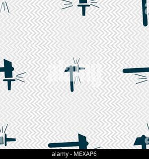 The smithy. Forge and stithy, blacksmith icon sign. Seamless pattern with geometric texture. Vector illustration Stock Vector