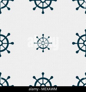 ship helm icon sign. Seamless pattern with geometric texture. Vector illustration Stock Vector
