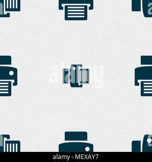 fax, printer icon sign. Seamless pattern with geometric texture. Vector illustration Stock Vector