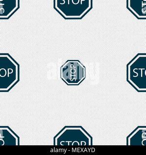 Stop icon sign. Seamless pattern with geometric texture. Vector illustration Stock Vector