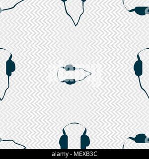 headphones icon sign. Seamless pattern with geometric texture. Vector illustration Stock Vector