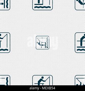 fishing sign. Seamless pattern with geometric texture. Vector illustration Stock Vector