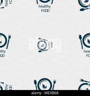 healthy food concept sign. Seamless pattern with geometric texture. Vector illustration Stock Vector