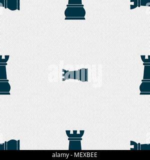 Chess Rook sign. Seamless pattern with geometric texture. Vector illustration Stock Vector