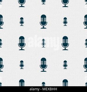 microphone icon sign. Seamless pattern with geometric texture. Vector illustration Stock Vector