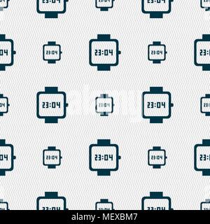 wristwatch icon sign. Seamless pattern with geometric texture. Vector illustration Stock Vector