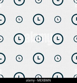 clock icon sign. Seamless pattern with geometric texture. Vector illustration Stock Vector
