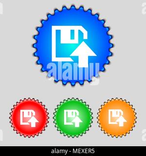 floppy icon. Flat modern design Set colour buttons. Vector illustration Stock Vector