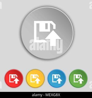floppy icon. Flat modern design Set colour buttons. Vector illustration Stock Vector