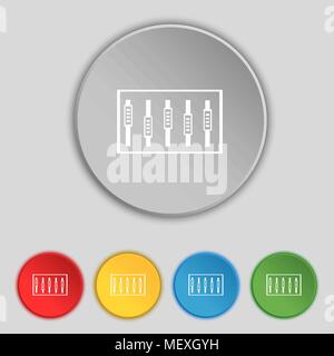 Dj console mix handles and buttons, level icons. Set of colour buttons. Vector illustration Stock Vector
