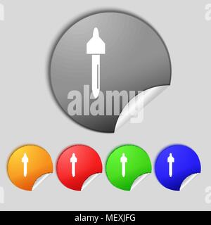 dropper sign icon. pipette symbol. Set of colored buttons. Vector illustration Stock Vector