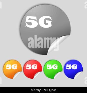 5g vector icon set. Flat design web icons in eps 10. Colorful internet