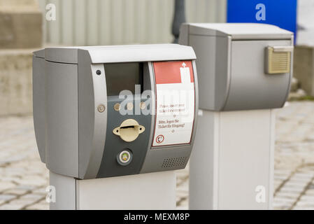 Barrier gate Automatic security system. Barrier for vehicles with automatic entry system Stock Photo