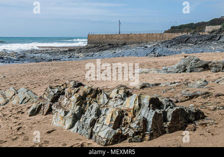 Porthleven Beach and Pier or Breakwater Cornwall Stock Photo