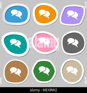 Speech bubble icons. Think cloud symbols. Multicolored paper stickers. Vector illustration Stock Vector