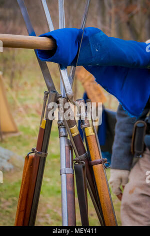 MOORPARK, CA - MARCH 18: The Blue and Gray Civil War Reenactment in Moorpark, CA is the largest battle reenactment west of the Mississippi. On March 18, 2018. Stock Photo