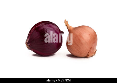 Two onion bulbs isolated on white background Stock Photo