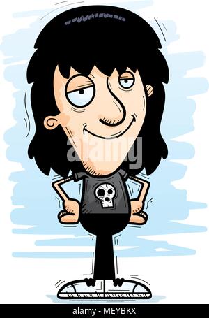 A cartoon illustration of a metalhead looking confident. Stock Vector