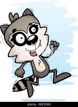 A cartoon illustration of a male raccoon running. Stock Vector