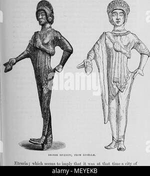 Engravings of an Etruscan bronze statue depicting a female divinity, 1878. Courtesy Internet Archive. ()