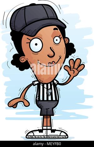 A cartoon illustration of a black woman referee looking confident Stock ...