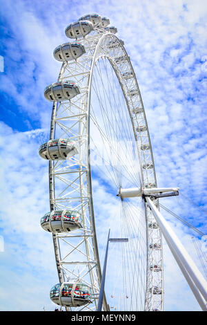 London, The United Kingdom of Great Britain - May 24, 2015: The London Eye, a giant Ferris wheel on the South Bank of the River Thames Stock Photo