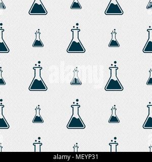 Flask  icon sign. Seamless pattern with geometric texture. Vector illustration Stock Vector