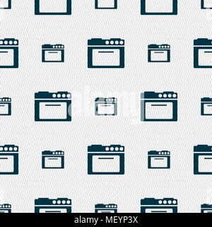 kitchen stove icon sign. Seamless pattern with geometric texture. Vector illustration Stock Vector