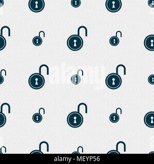 open lock icon sign. Seamless pattern with geometric texture. Vector illustration Stock Vector