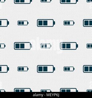 Battery half icon sign. Seamless pattern with geometric texture. Vector illustration Stock Vector