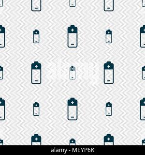battery icon sign. Seamless pattern with geometric texture. Vector illustration Stock Vector
