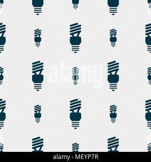 fluorescent lamp icon sign. Seamless pattern with geometric texture. Vector illustration Stock Vector