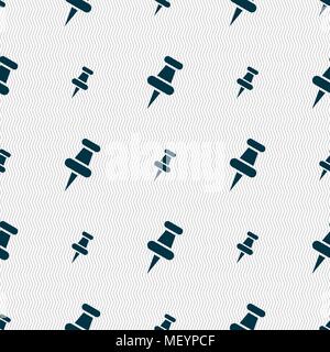 push pin icon sign. Seamless pattern with geometric texture. Vector illustration Stock Vector