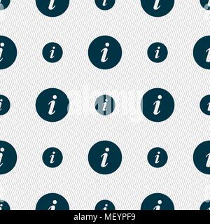 info icon sign. Seamless pattern with geometric texture. Vector illustration Stock Vector