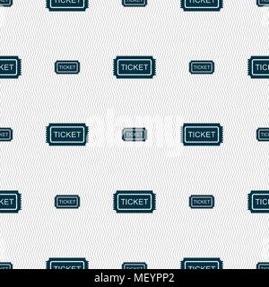 Ticket icon sign. Seamless pattern with geometric texture. Vector illustration Stock Vector