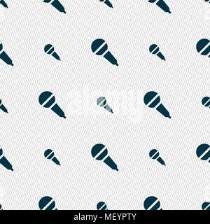 Microphone icon sign. Seamless pattern with geometric texture. Vector illustration Stock Vector