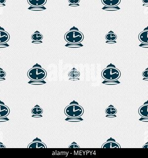 alarm clock icon sign. Seamless pattern with geometric texture. Vector illustration Stock Vector