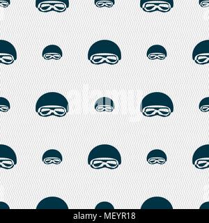 In a ski masks, snowboard ski goggles, diving mask icon sign. Seamless pattern with geometric texture. Vector illustration Stock Vector