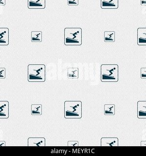 Skier sign. Seamless pattern with geometric texture. Vector illustration Stock Vector