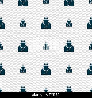 Doctor with stethoscope around his neck sign. Seamless pattern with geometric texture. Vector illustration Stock Vector