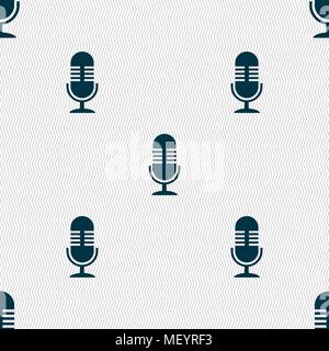 microphone icon sign. Seamless pattern with geometric texture. Vector illustration Stock Vector