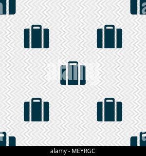 suitcase icon sign. Seamless pattern with geometric texture. Vector illustration Stock Vector