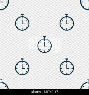 Stopwatch  icon sign. Seamless pattern with geometric texture. Vector illustration Stock Vector