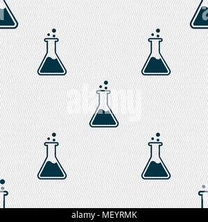 Flask  icon sign. Seamless pattern with geometric texture. Vector illustration Stock Vector