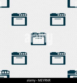 kitchen stove icon sign. Seamless pattern with geometric texture. Vector illustration Stock Vector